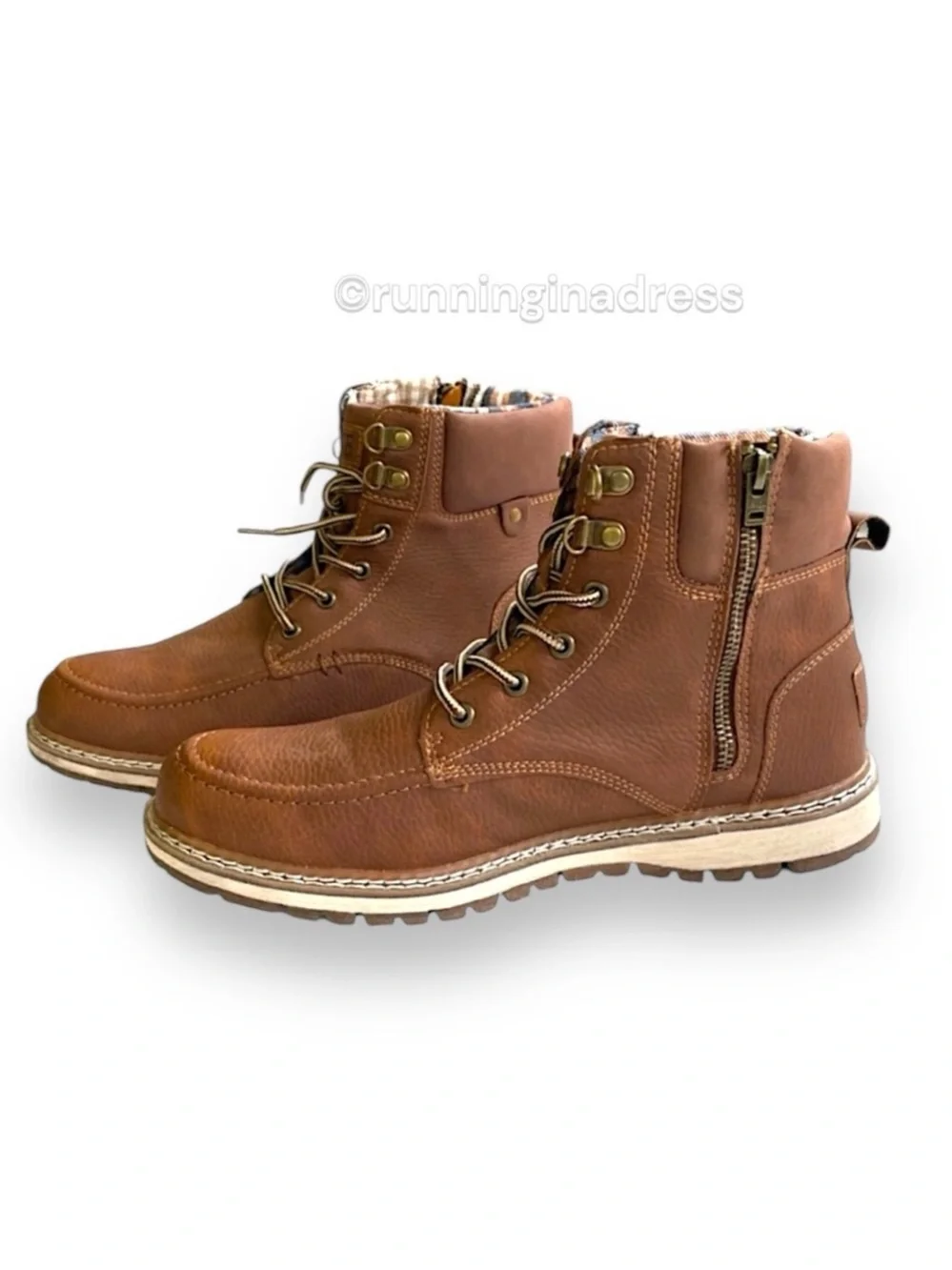 NWT BKE Buckle Midtown Cognac Brown Faux Leather Zip Wedge Boots Men’s Size 10
